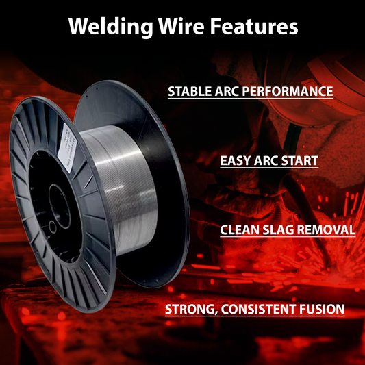 AWS E71T-GS .030 in (0.8 mm) 33 lb (15 kg) Spool Gasless Flux-Cored Wire "Innershield Style" – No Gas Needed, Outdoor Ready, Wind Resistant