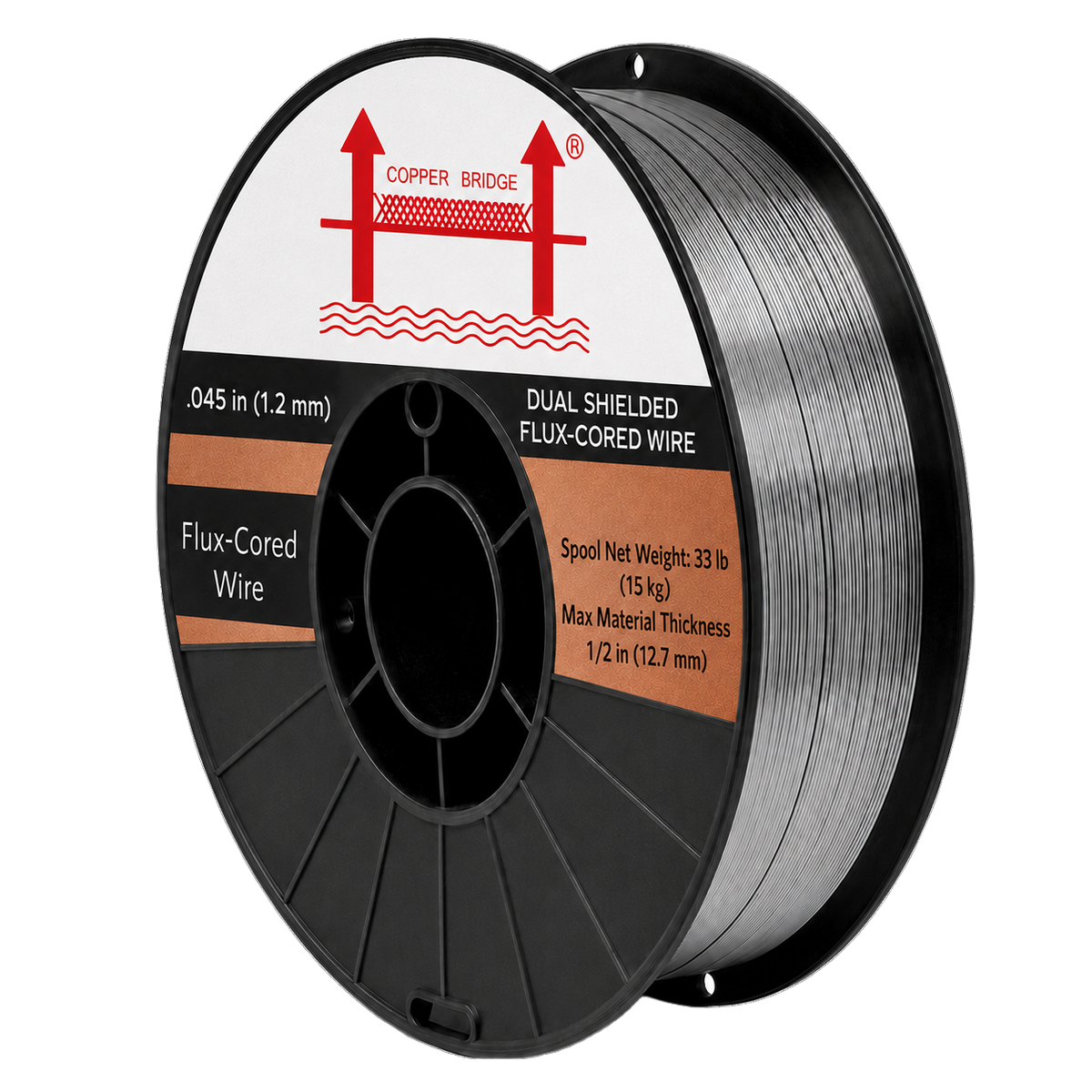 AWS E71T-1C .045 in (1.2 mm), 33 lb (15 kg) Spool, Dual Shielded Flux-Cored Wire