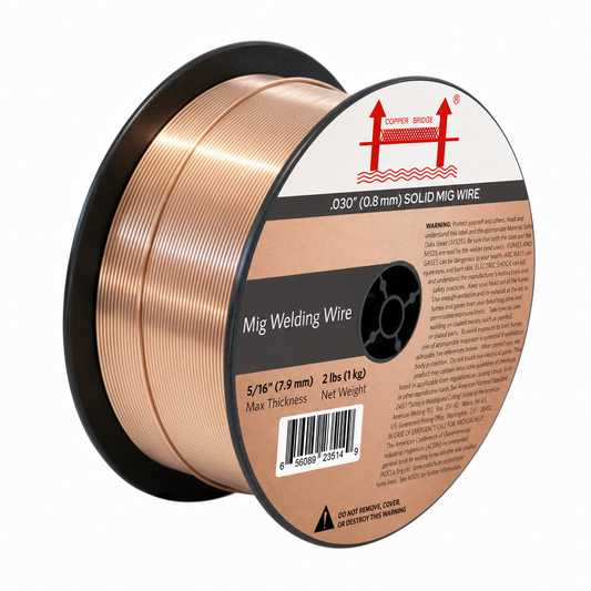 AWS ER70S-6 .030 in (0.8 mm) 2 lb (1 kg) Spool Solid MIG Wire – High Deoxidizer, Smooth Arc, Mild Steel, DCEP