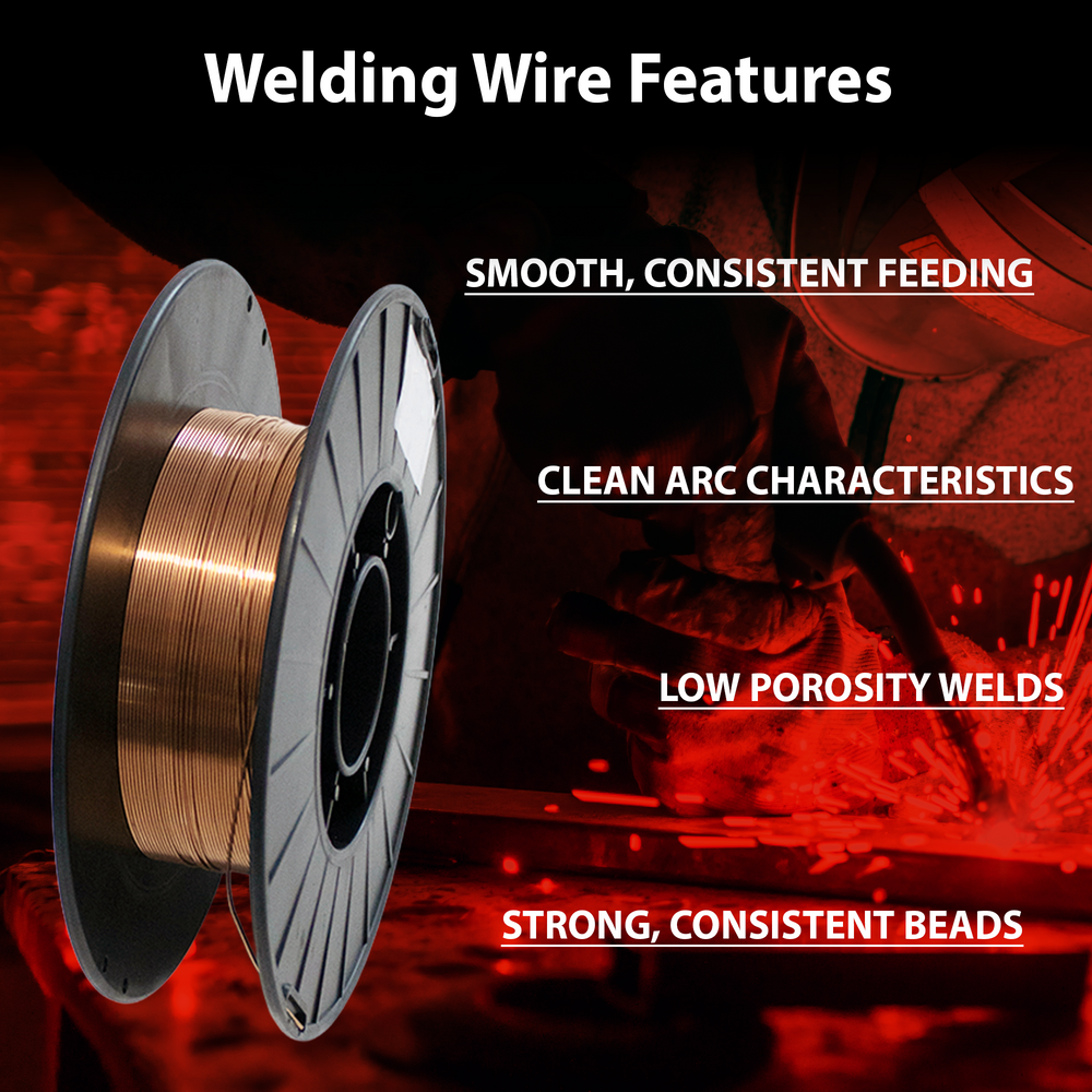 AWS ER70S-6 .030 in (0.8 mm) 33 lb (15 kg) Spool Solid MIG Wire – High Deoxidizer, Smooth Arc, Mild Steel, DCEP