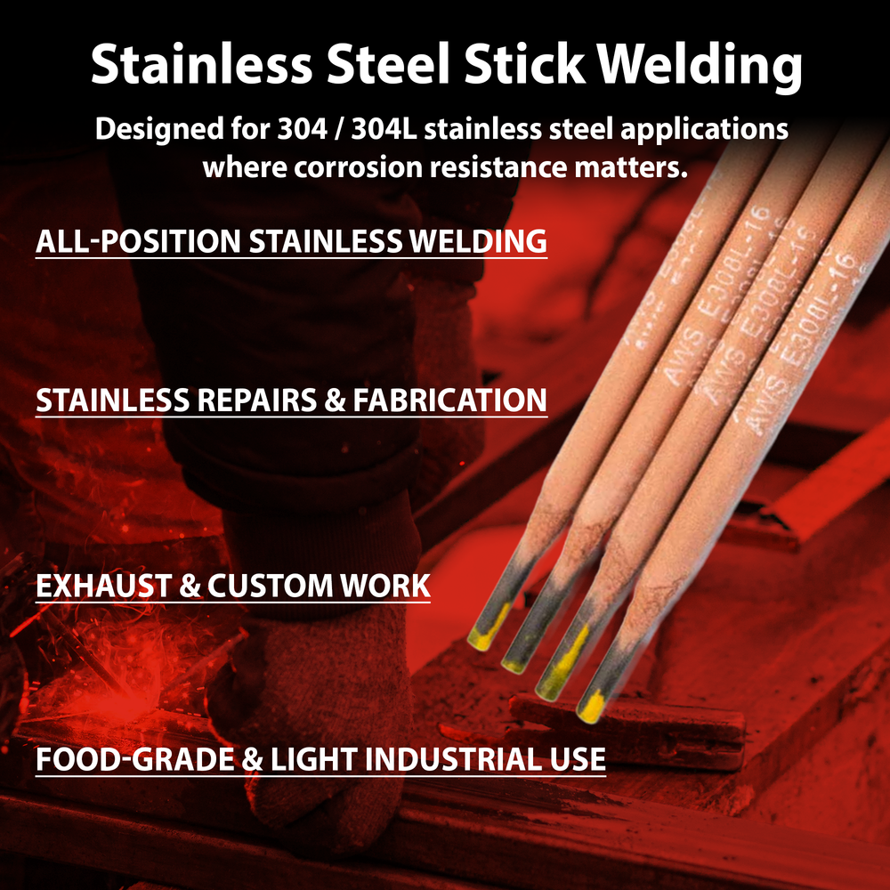 AWS E308L-16 1/8 in (3.2 mm), 2 lb Box Stainless Stick Electrodes