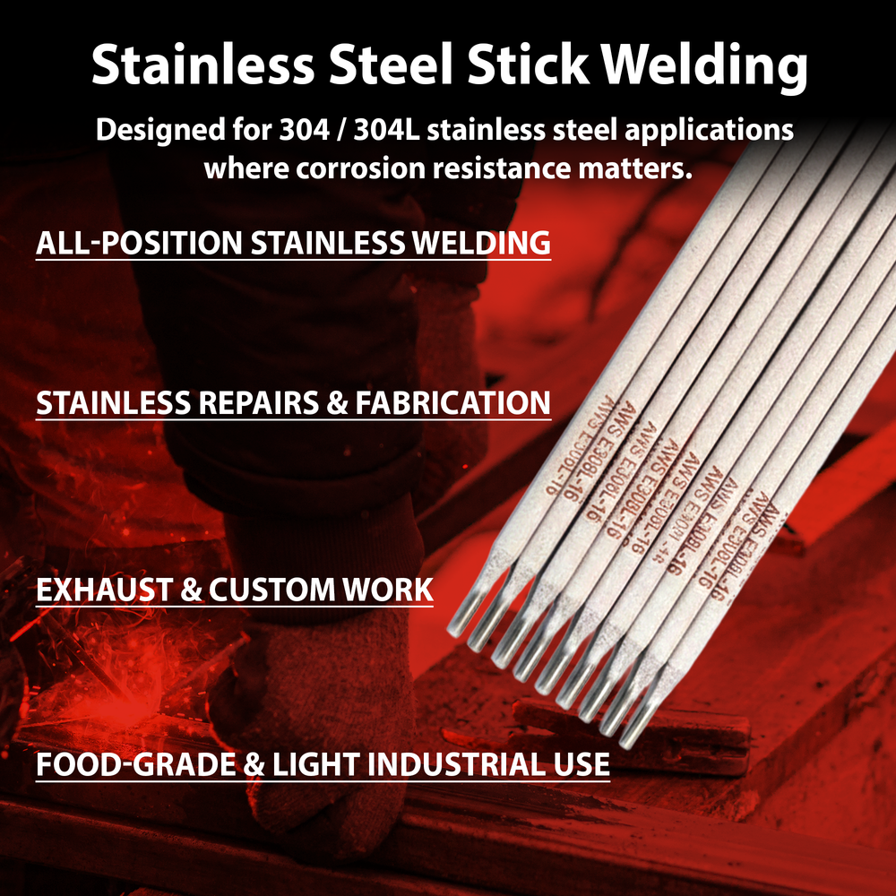 AWS E308L-16 3/32 in (2.5 mm), 2 lb Box Stainless Stick Electrodes