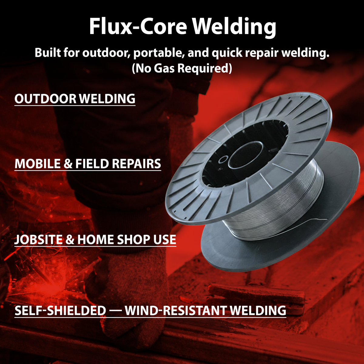 AWS E71T-GS 33 lb (15 kg) Spool Gasless Flux-Cored Wire "Innershield Style"