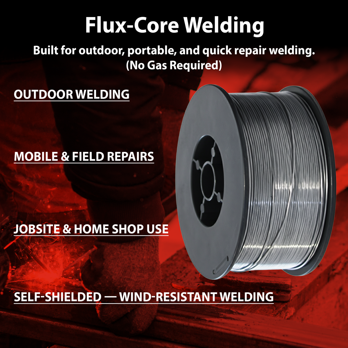 AWS E71T-GS 2 lb (1kg) Spool Gasless Flux-Cored Wire "Innershield Style"