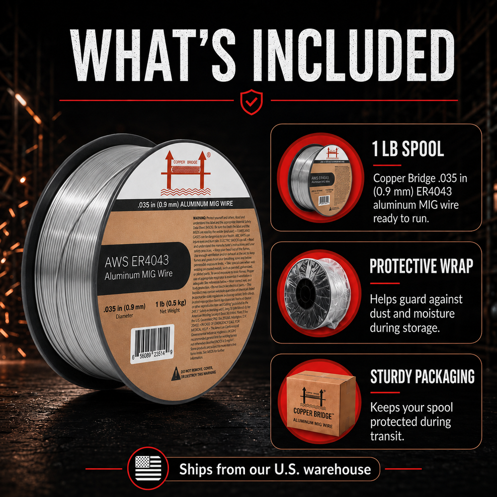 AWS ER4043 .035 in (0.9 mm) 1 lb (0.5 kg) Spool Aluminum MIG Wire