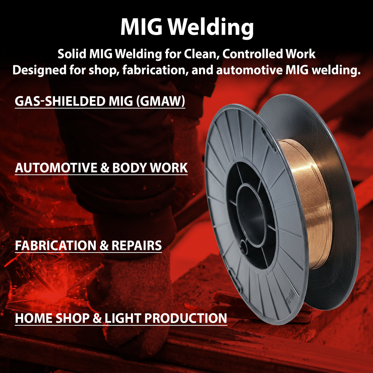 AWS ER70S-6 .030 in (0.8 mm) 11 lb (5 kg) Spool Solid MIG Wire – High Deoxidizer, Smooth Arc, Mild Steel, DCEP