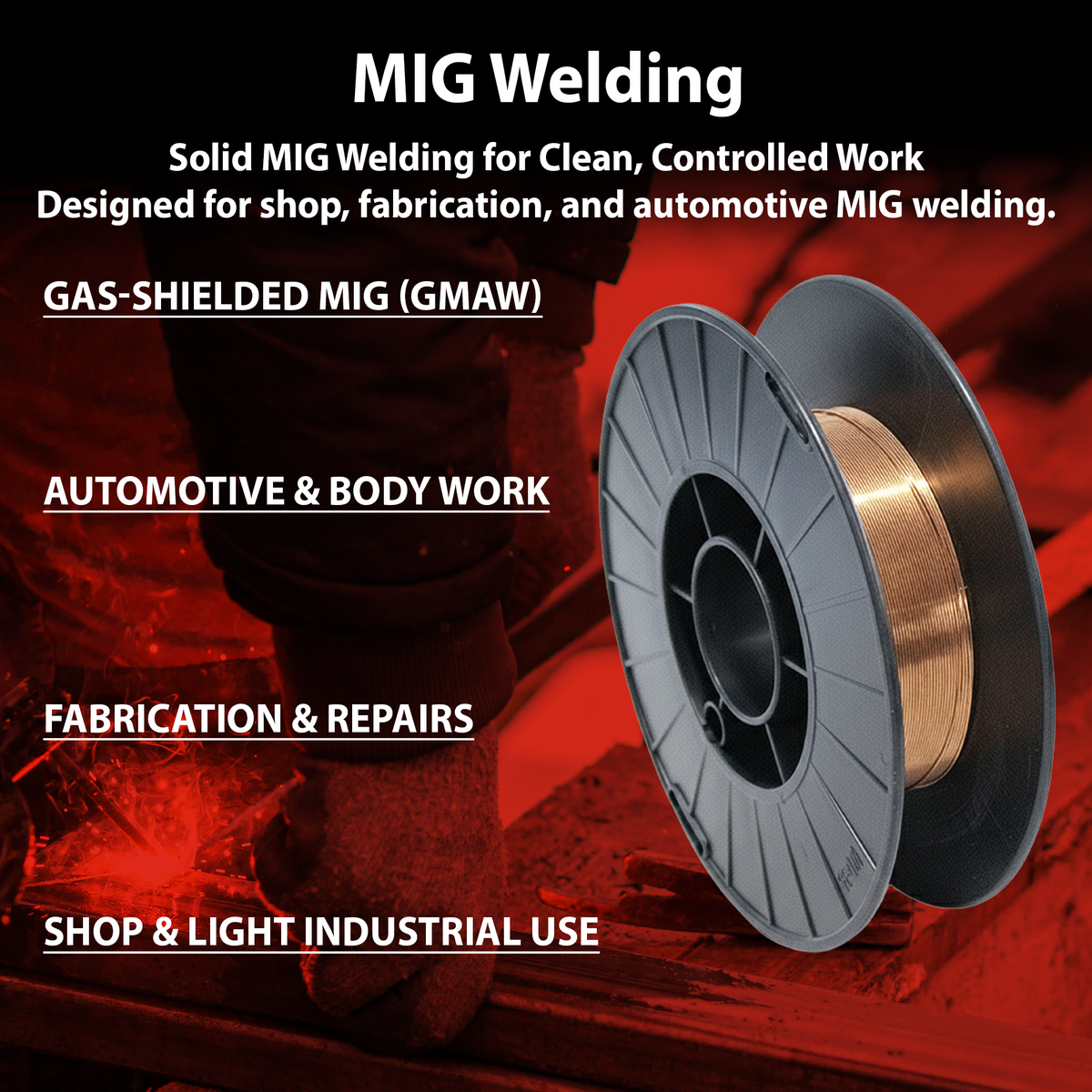 AWS ER70S-6 .030 in (0.8 mm) 33 lb (15 kg) Spool Solid MIG Wire – High Deoxidizer, Smooth Arc, Mild Steel, DCEP