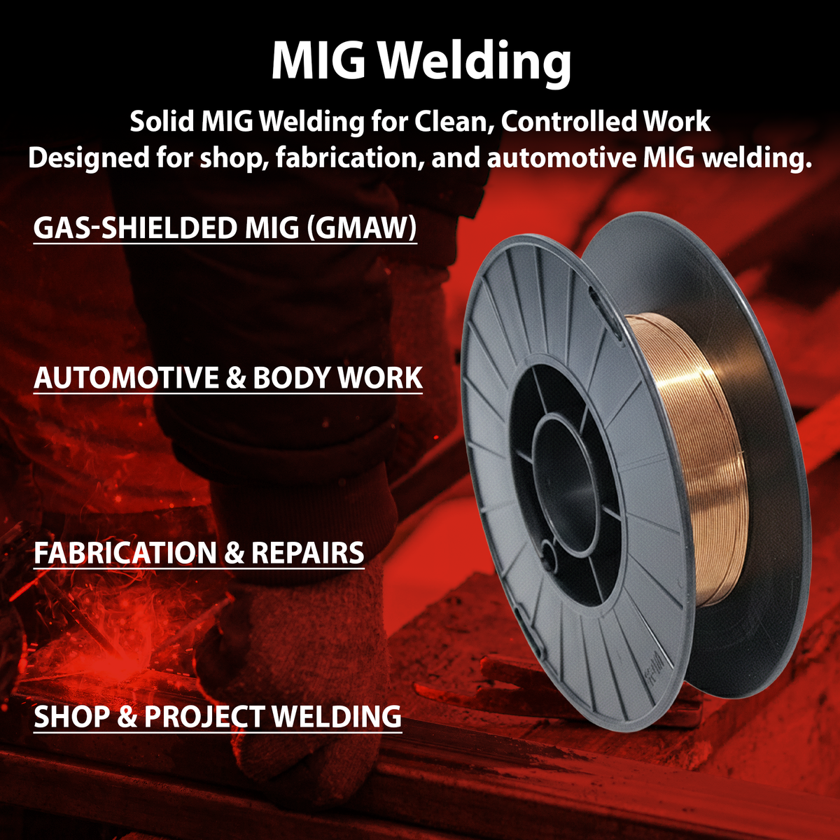 AWS ER70S-6 .035 in (0.9 mm) 11 lb (5 kg) Spool Solid MIG Wire – High Deoxidizer, Smooth Arc, Mild Steel, DCEP