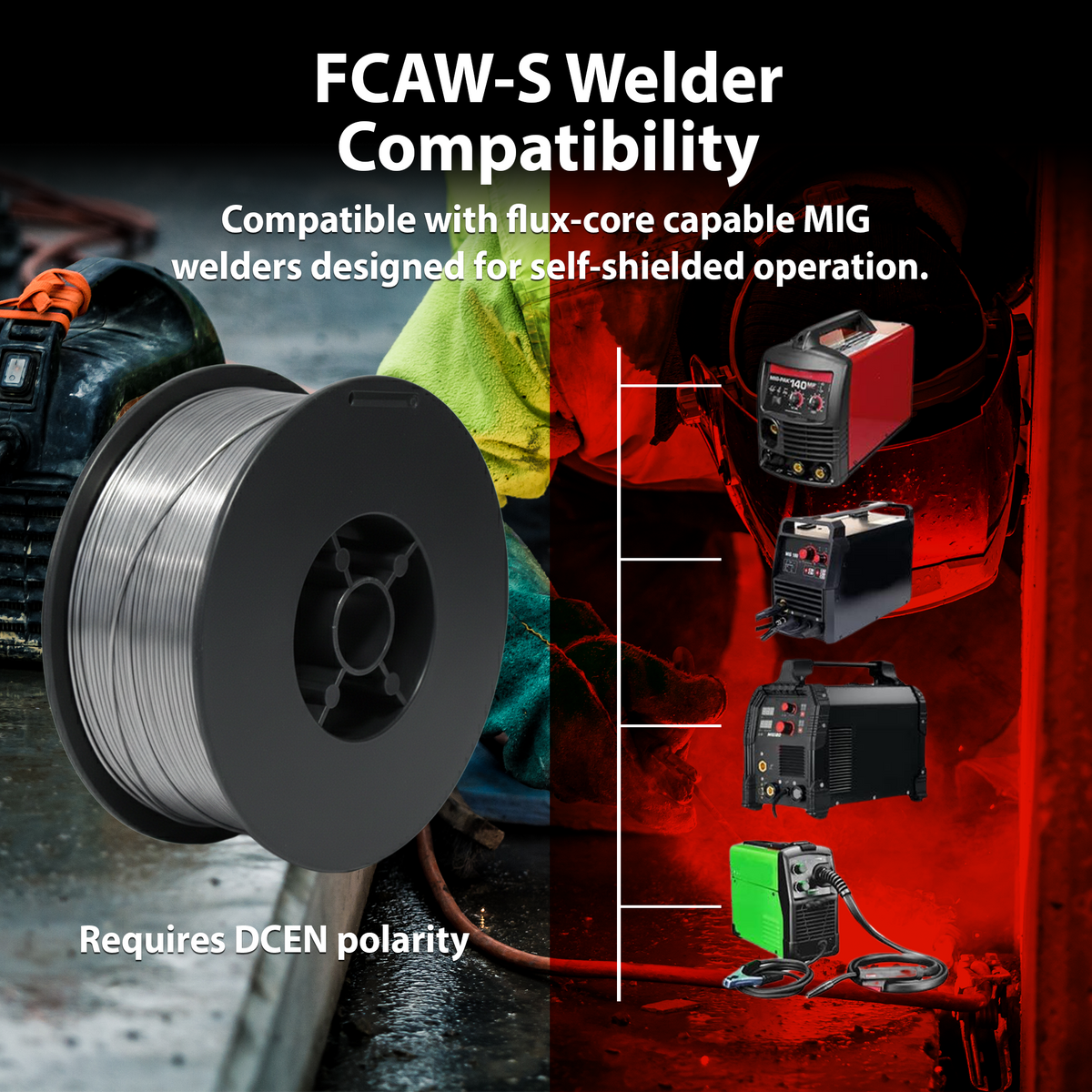 AWS E71T-GS 2 lb (1kg) Spool Gasless Flux-Cored Wire "Innershield Style"