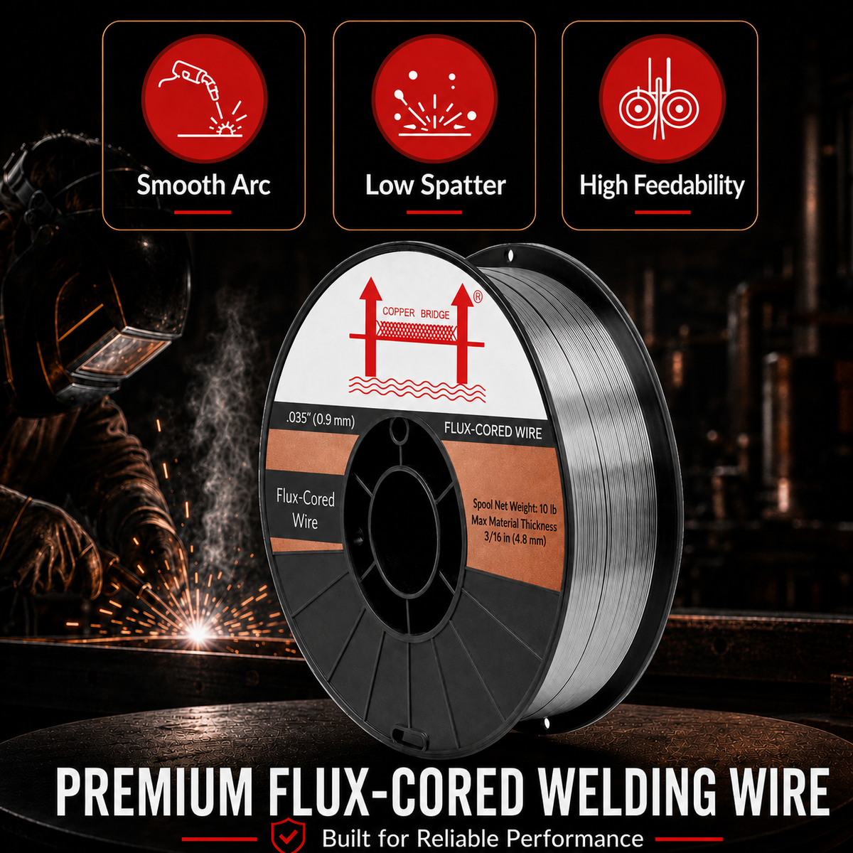 AWS E71T-GS 10 lb (5 kg) Spool Gasless Flux-Cored Wire "Innershield Style"