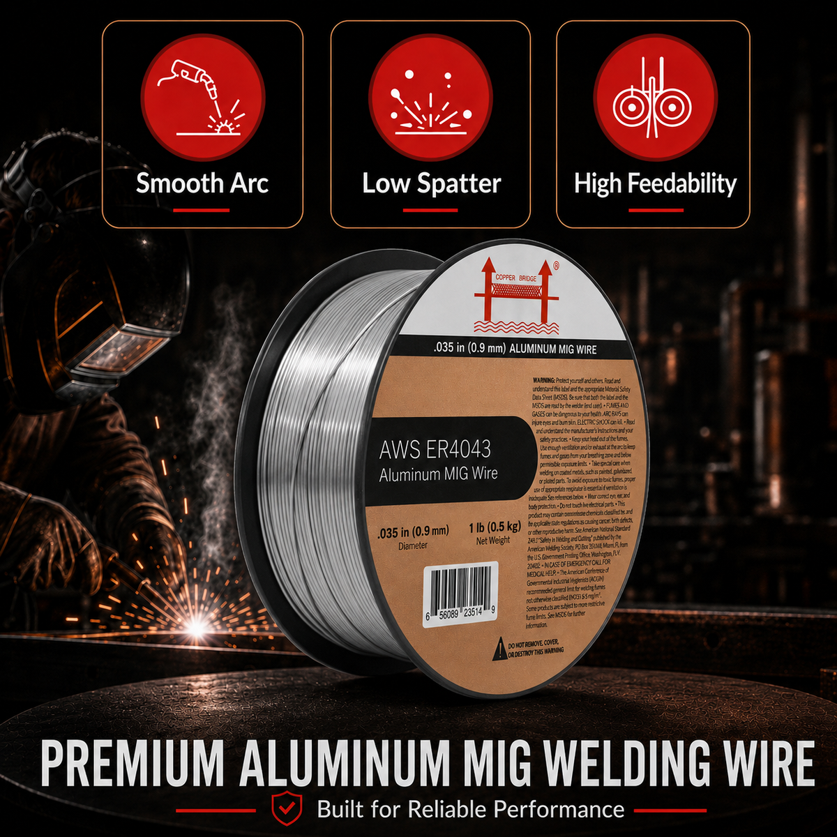 AWS ER4043 .035 in (0.9 mm) 1 lb (0.5 kg) Spool Aluminum MIG Wire