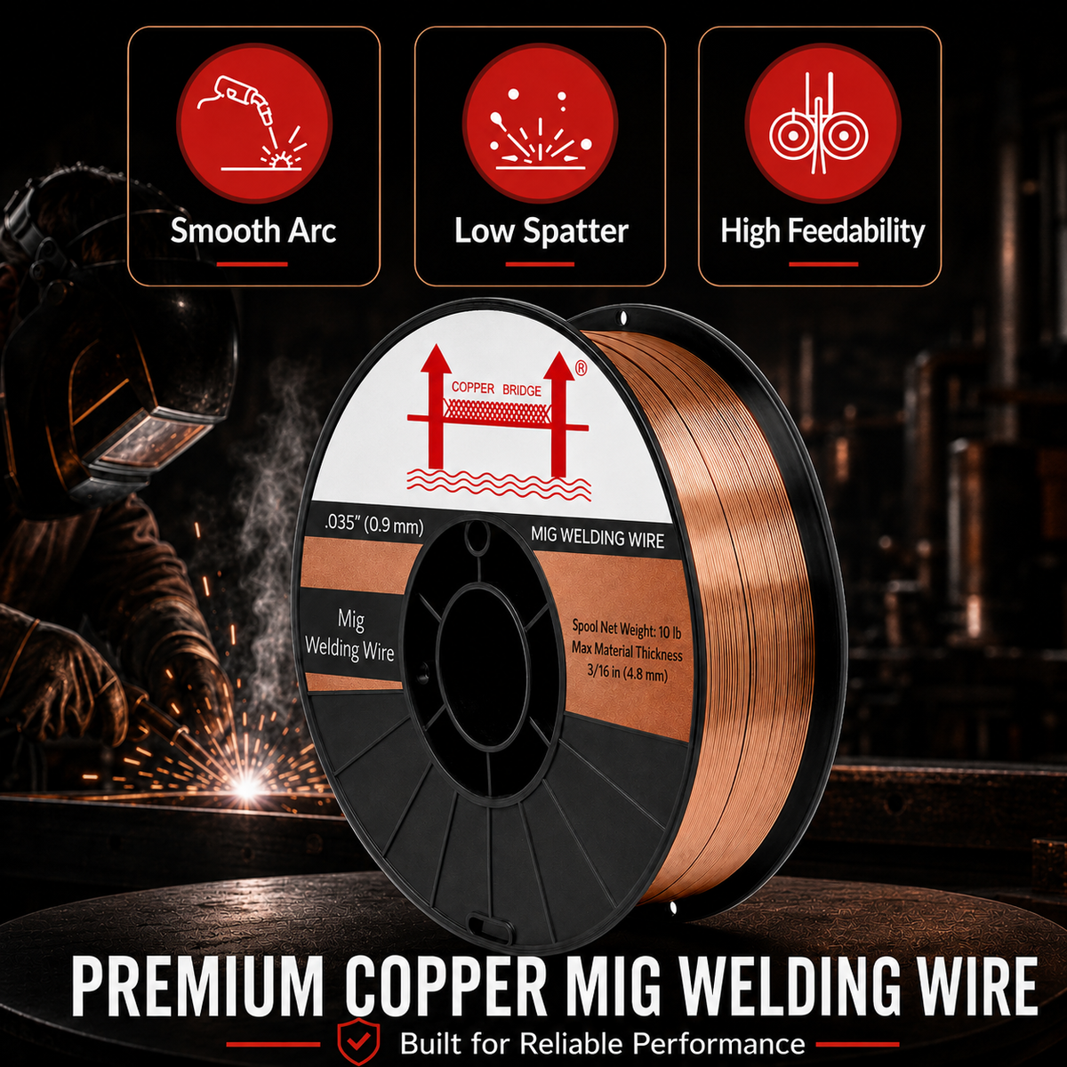 AWS ER70S-6 10 lb (5 kg) Spool Solid MIG Wire