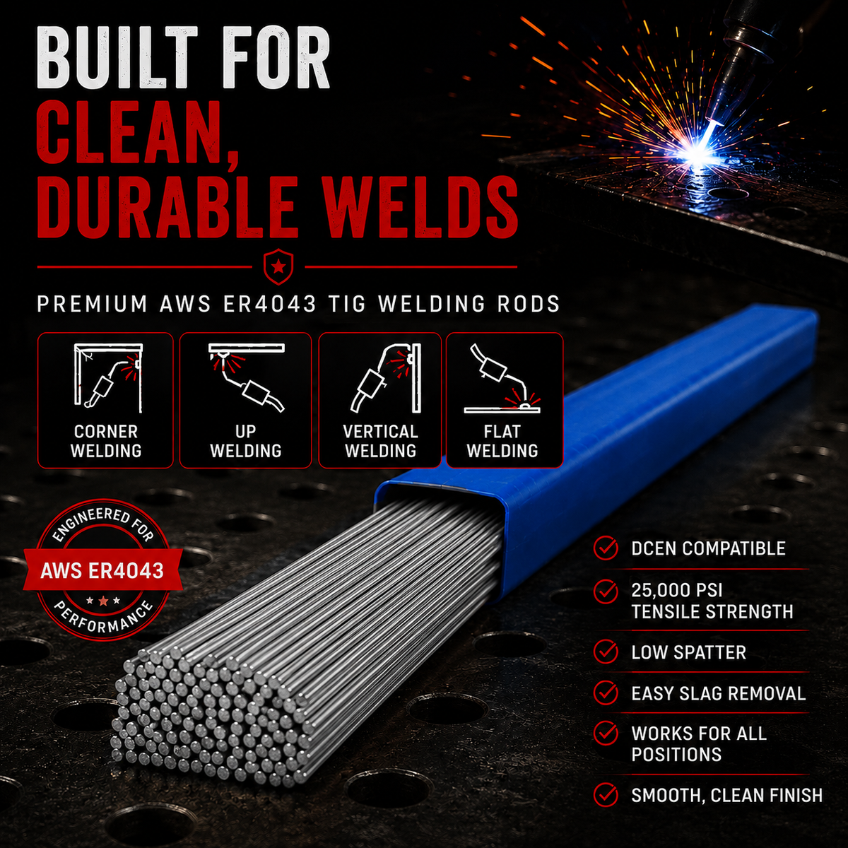 AWS ER4043 10 lb (5 kg) Pack Aluminum TIG Welding Rods