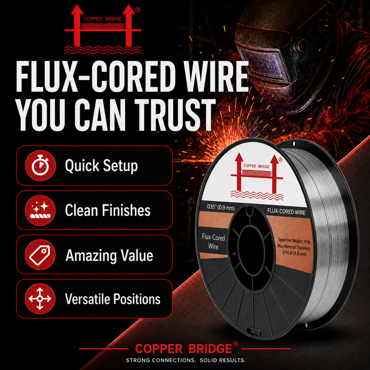 AWS E71T-GS 10 lb (5 kg) Spool Gasless Flux-Cored Wire "Innershield Style"