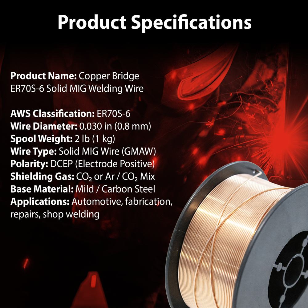 AWS ER70S-6 2 lb (1 kg) Spool Solid MIG Wire