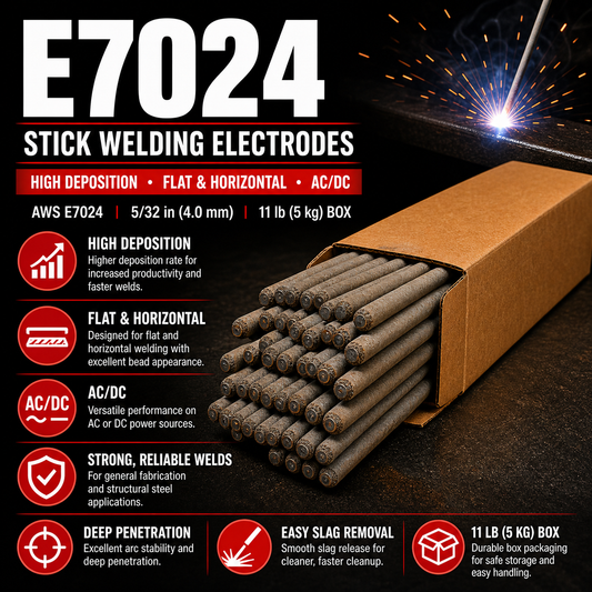 AWS E7024 5/32 in (4.0 mm), 11 lb (5 kg) Box Stick Welding Electrodes