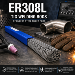 AWS ER308L 1/16 in (1.6 mm) 11 lb (5 kg) Pack Stainless TIG Welding Rods – Low Carbon, Corrosion Resistant, Stainless Steel, DCEN