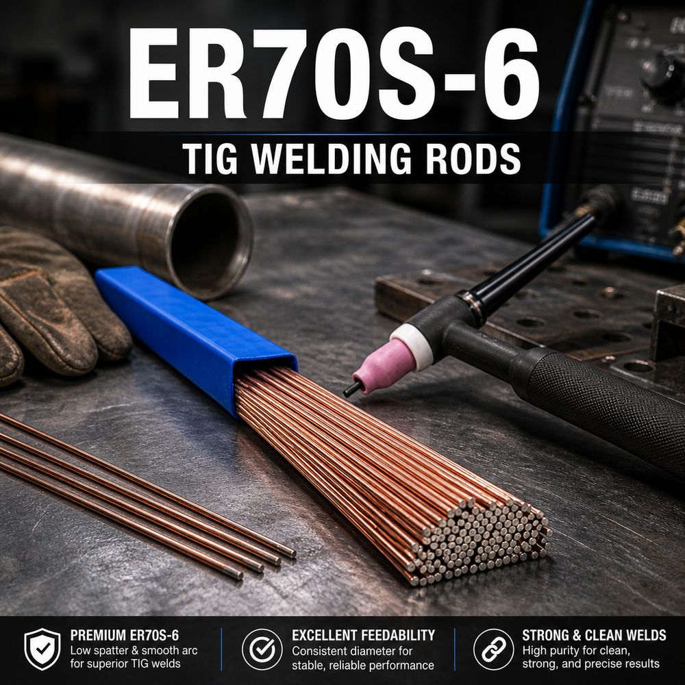 AWS ER70S-6 3/32 in (2.4 mm) 11 lb (5 kg) Pack TIG Welding Rods – High Deoxidizer, Smooth Flow, Mild Steel, DCEN